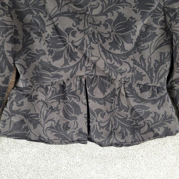 Bandolino Womens Blazer Jacket 8 Black Brown Floral Stretch Texture Peplum Crop - Picture 7 of 12